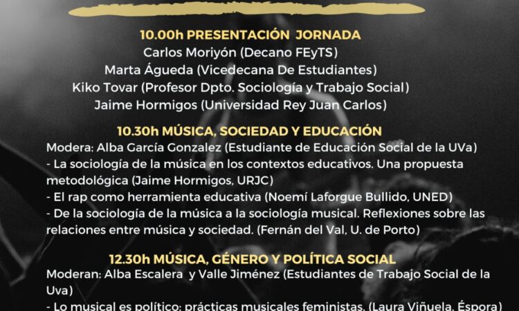 Jornada Música y Sociedad en la Facultad de Educación y Trabajo Social, reflexión en torno al papel que tiene la música en la sociedad, jueves 21 de Marzo