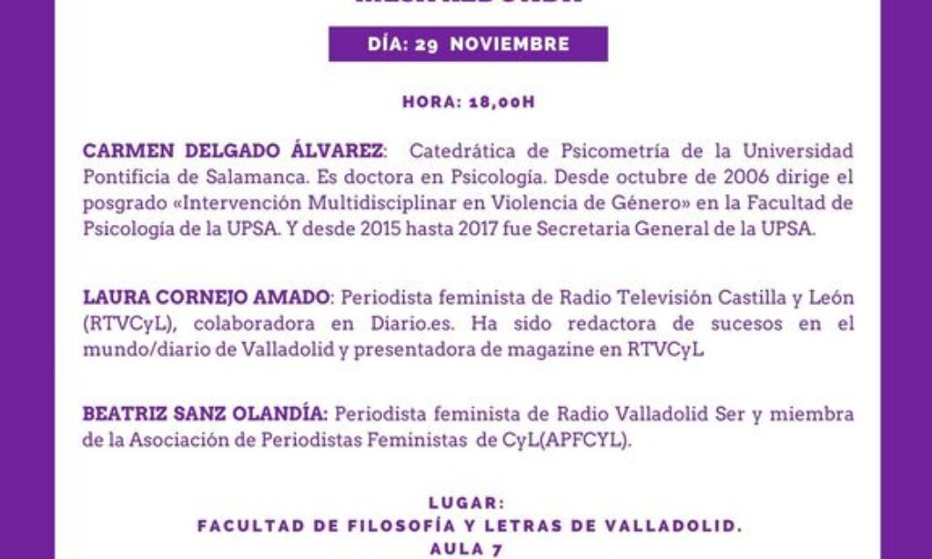 Jornadas: «Las violencias machistas y los medios de comunicación». (Fecha: 29 de noviembre de 2019)