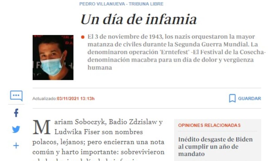 Artículo: “Un día de infamia”, por Pedro Villanueva, miembro de la Junta de Gobierno del Colegio, publicado en ABC Castilla y León el día 3 de noviembre de 2021