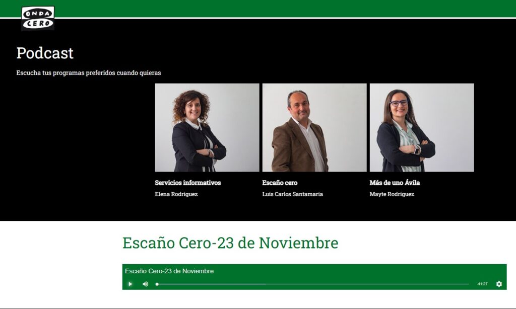 Programa «Escaño Cero» del día 23 de noviembre de 2021, de Onda Cero Ávila, con la colaboración de nuestro colegiado David Herrero