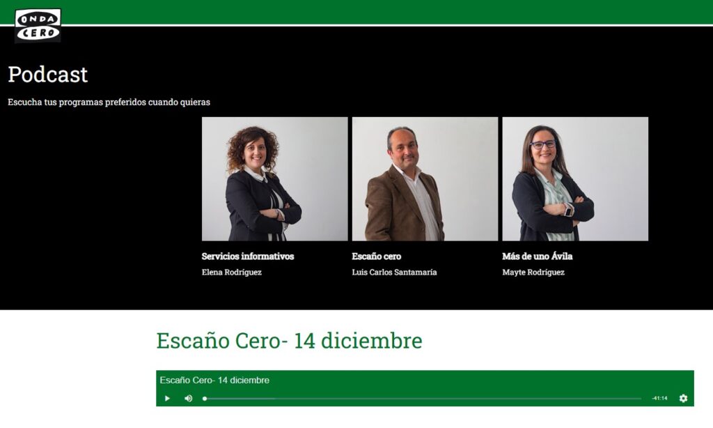 Programa «Escaño Cero» del día 14 de diciembre de 2021, de Onda Cero Ávila, con la colaboración de nuestro colegiado David Herrero