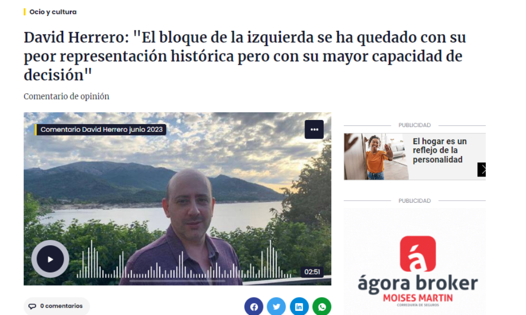 Comentario de actualidad de David Herrero de junio en Hoy por Hoy Ávila