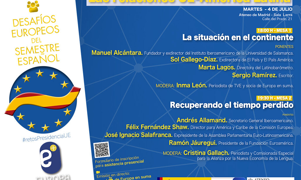 Participación de Manuel Alcántara en la conferencia «Las relaciones UE-América Latina» organizada por la Asociación Europa en Suma el día 4 de julio de 2023