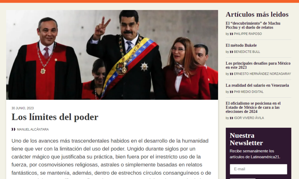 Artículo: «Los límites del poder» por nuestro colegiado Manuel Alcántara. Publicado en Latinoamérica 21 el día 30 de junio de 2023