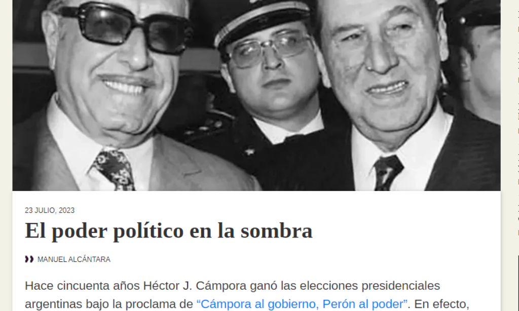 Artículo: «El poder político en la sombra» por nuestro colegiado Manuel Alcántara. Publicado en Latinoamérica 21 el día 23 de julio de 2023