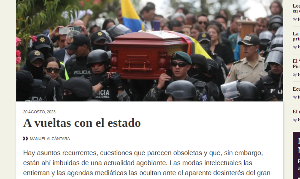 Artículo: «A vueltas con el estado» por nuestro colegiado Manuel Alcántara. Publicado en Latinoamérica 21 el día 20 de agosto de 2023