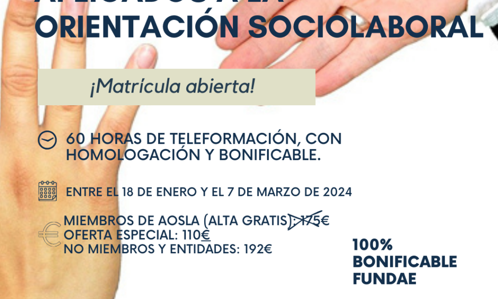 Próximas formaciones: Autoempleo y Coaching AOSLA «Recursos del Coaching Aplicados a la Orientación Sociolaboral» Descuento del 9% para colegiadas/os de Copyscyl. (Fecha: Del jueves, 18 de enero de 2024, al jueves, 7 de marzo de 2024)