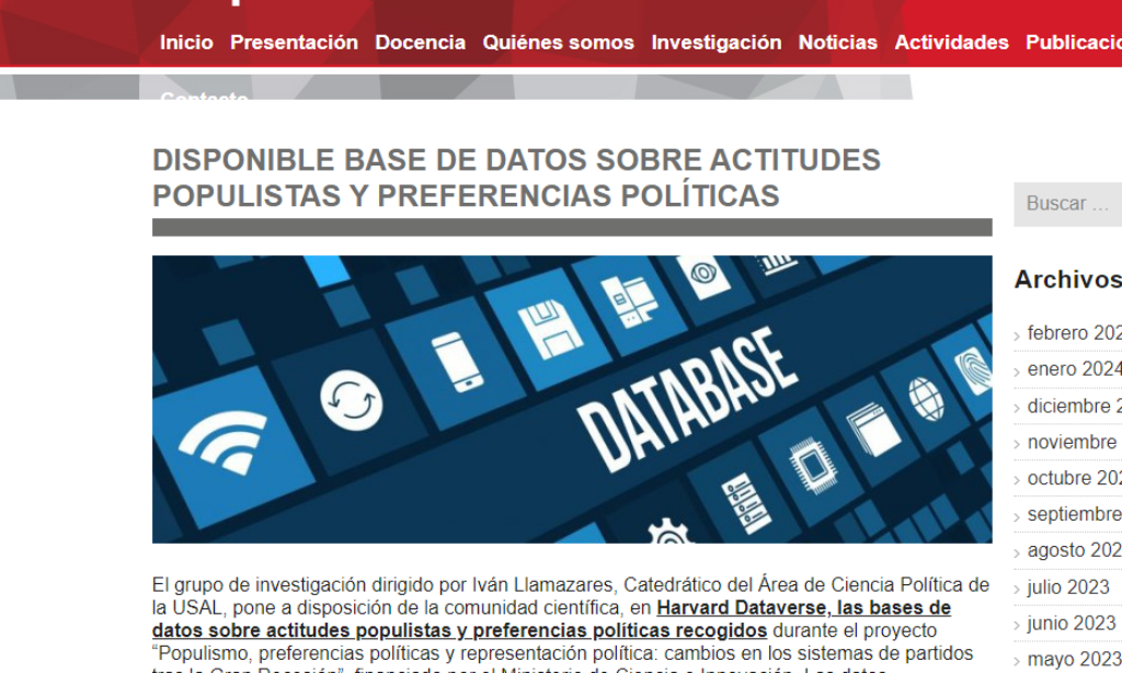 Bases de datos sobre actitudes populistas y preferencias políticas