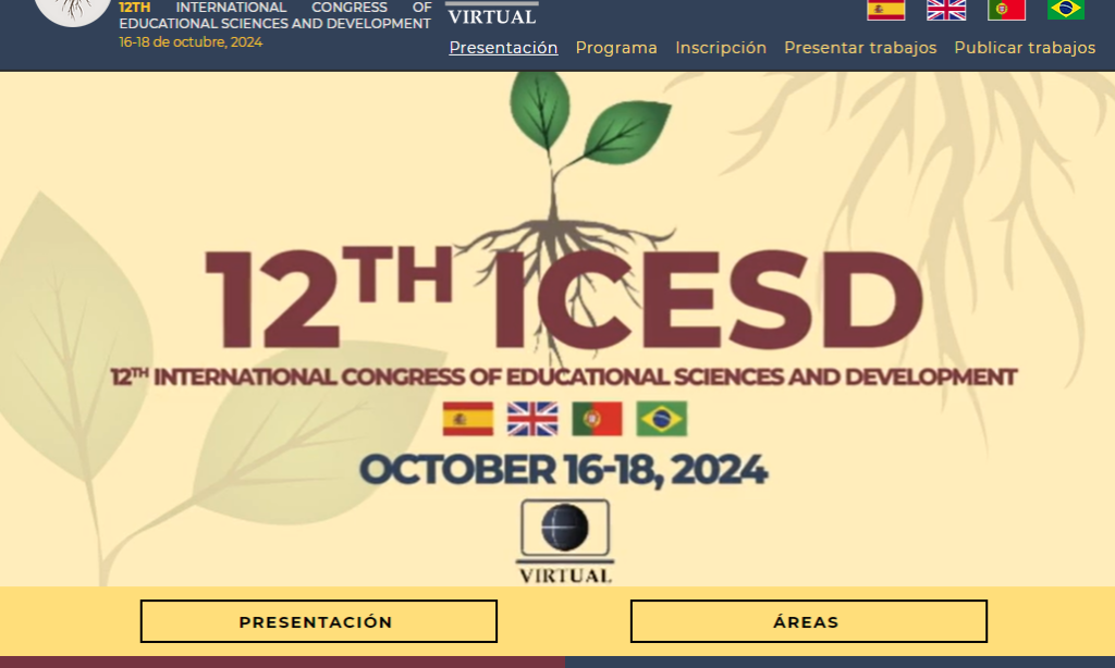 12 th International Congress of Educational Sciences and Development (Fecha: se realizará online del 16 al 18 de octubre de 2024)