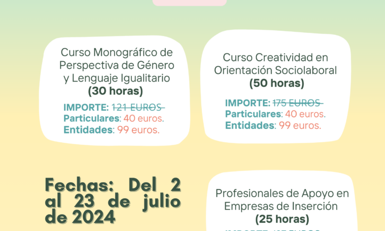 Cursos de Verano de la Asociación Profesional de Orientadores/as Socio Laborales (Fechas: Del martes 2, al martes 23 de julio de 2024)