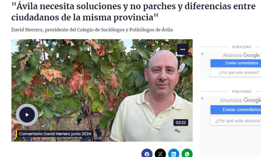 Comentario de opinión de David Herrero de junio  en Hoy por Hoy Ávila