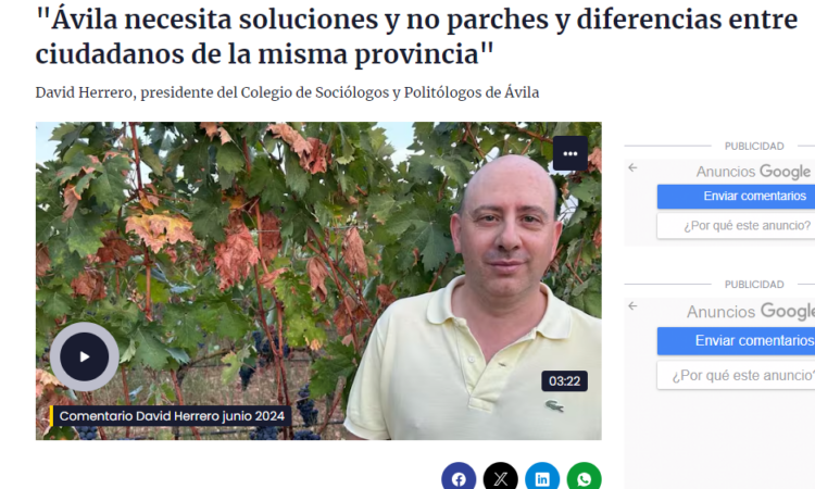 Comentario de opinión de David Herrero de junio  en Hoy por Hoy Ávila