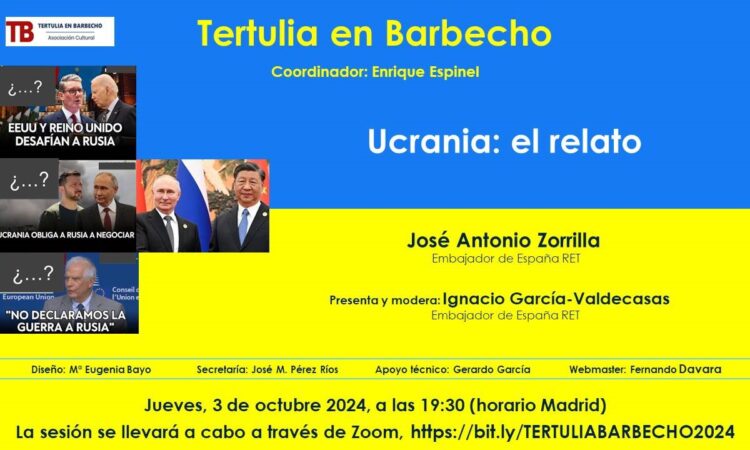 «Tertulia en Barbecho», encuentro semanal coordinado por Enrique Espinel: “Ucrania: el relato” (Fecha: jueves, 3 de octubre de 2024, a las 19:30)