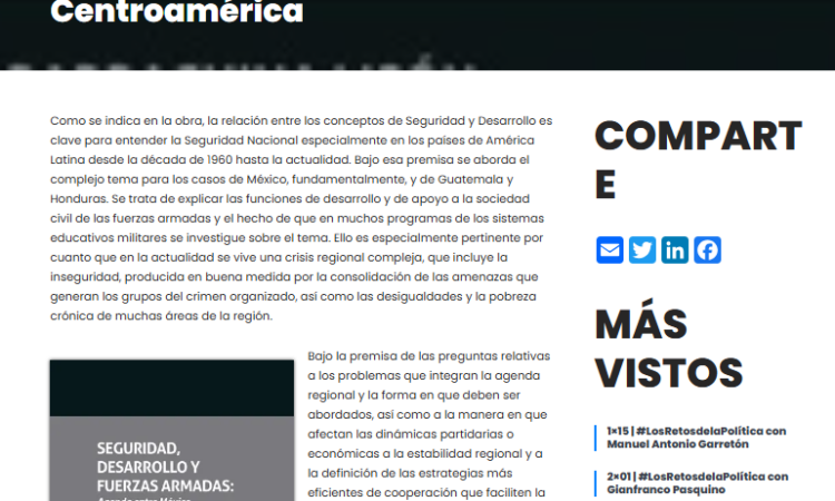 Recomendación de El Libro de la Quincena: «Seguridad, desarrollo y Fuerzas Armadas: Agenda entre México, Estados Unidos y Centroamérica» – por Manuel Alcántara Sáez (4 de noviembre de 2024)