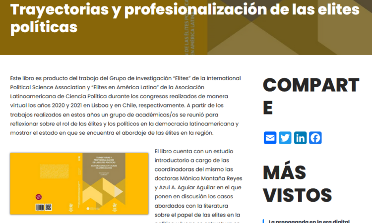 Recomendación de El Libro de la Quincena: «Trayectorias y profesionalización de las elites políticas» – por Manuel Alcántara Sáez (18 de noviembre de 2024)