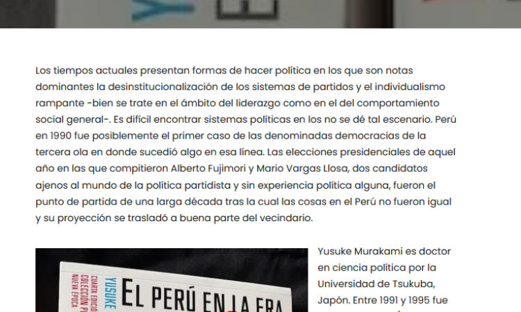 Recomendación de El Libro de la Quincena: «El Perú en la era del chino» – por Manuel Alcántara Sáez (13 de enero de 2025)