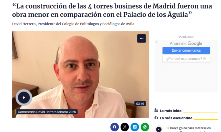 Comentario de opinión de David Herrero en Hoy por Hoy Ávila – febrero