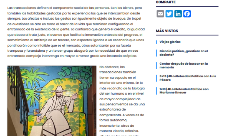 Artículo: «Comprar, vender» de Manuel Alcántara, publicado en La Esquina Revestida el 7 de marzo de 2025