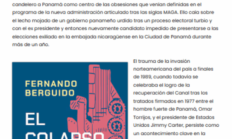 Recomendación de El Libro de la Quincena: «El colapso de Panamá» – por Manuel Alcántara Sáez (2 de junio de 2025)