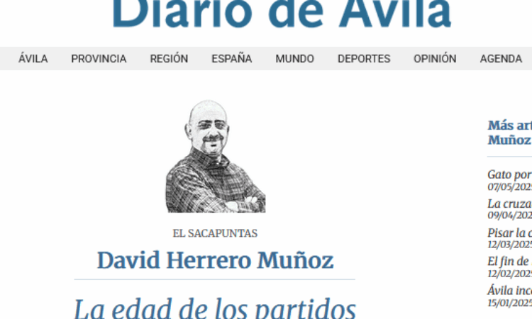 Artículo: “La edad de los partidos”, escrito por David Herrero Muñoz, colegiado y representante en Ávila y Segovia, publicado en el Diario de Ávila el pasado 4 de junio de 2025